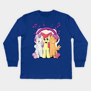 Cutie Mark Crusaders with Headphones Kids Long Sleeve T-Shirt